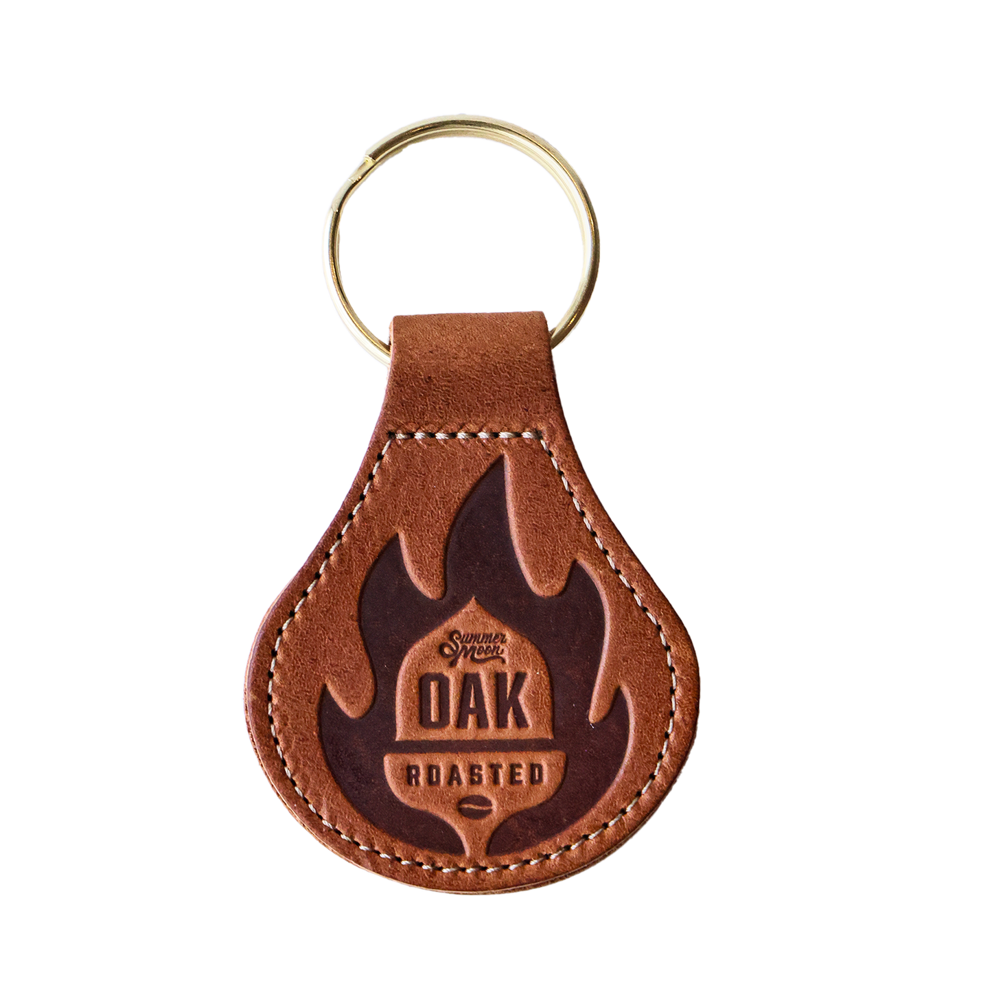 Oak Roasted Leather Keychain