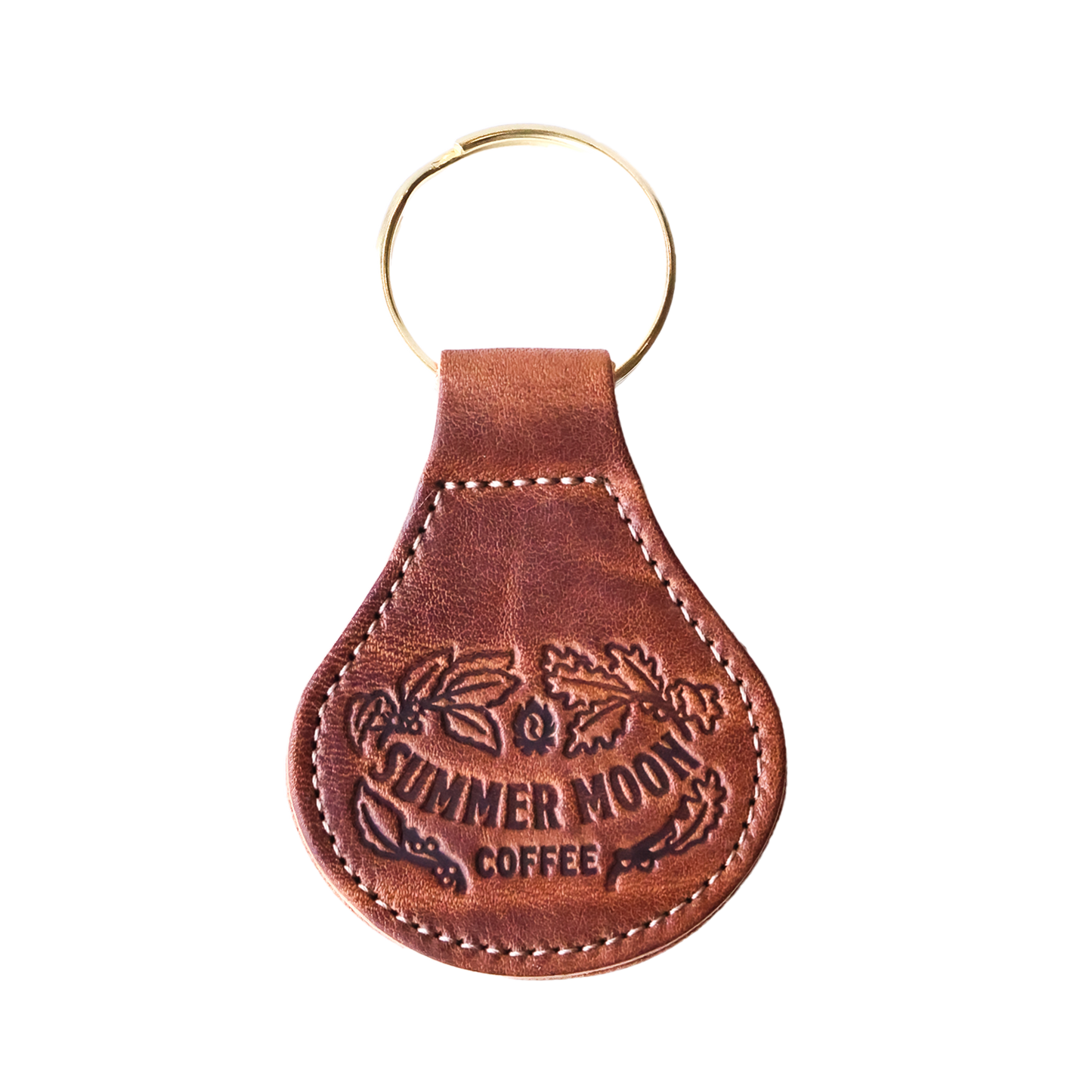 Oak & Coffee Leather Keychain