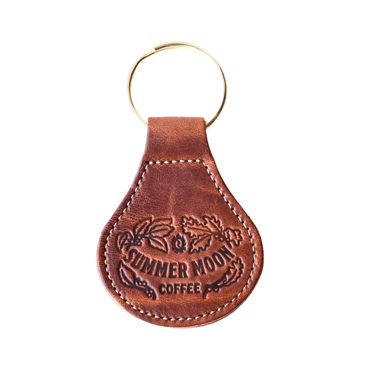 Oak & Coffee Leather Keychain