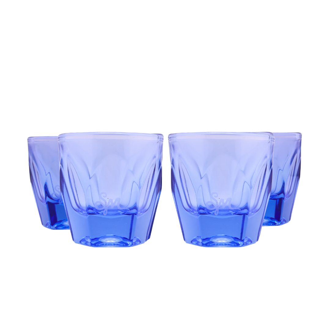 Blue "Moontado" Glass-Case of 4
