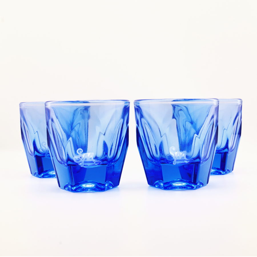 Blue "Moontado" Glass-Case of 4
